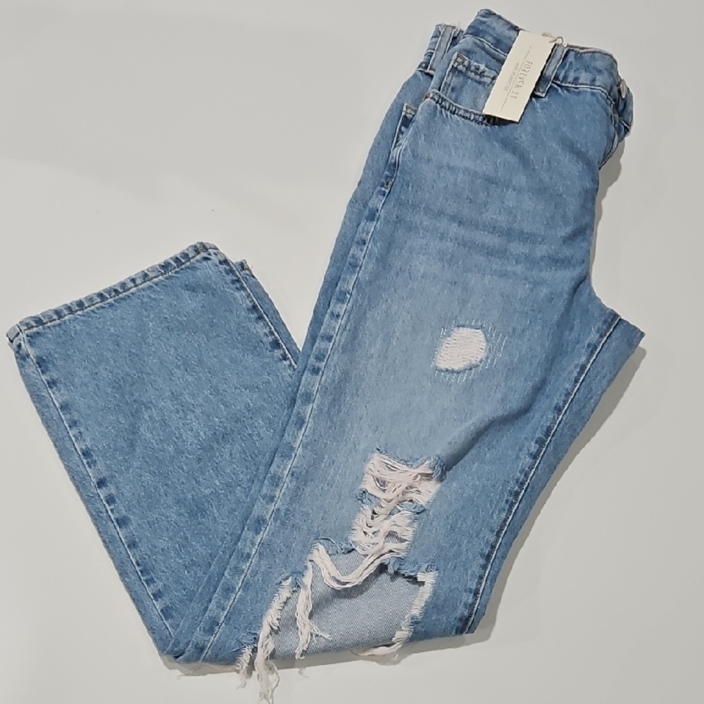 Women's Blue Distressed Jeans forever 21